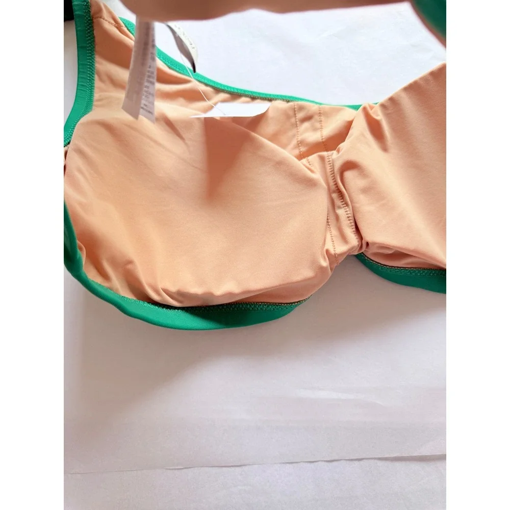J.Crew One-shoulder bow bikini top Green Large NWT